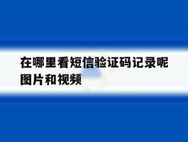 在哪里看短信验证码记录呢图片和视频
