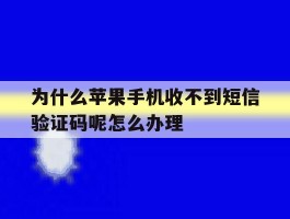 为什么苹果手机收不到短信验证码呢怎么办理