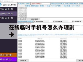 在线临时手机号怎么办理副卡