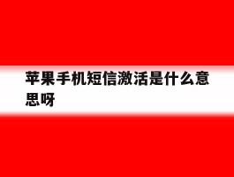 苹果手机短信激活是什么意思呀