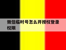 微信临时号怎么开授权登录权限