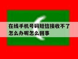 在线手机号码短信接收不了怎么办呢怎么回事