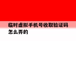 临时虚拟手机号收取验证码怎么弄的