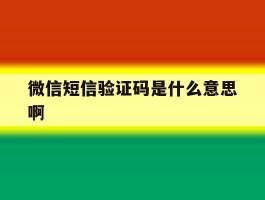 微信短信验证码是什么意思啊