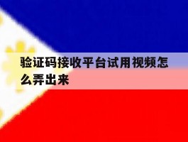 验证码接收平台试用视频怎么弄出来