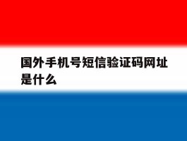国外手机号短信验证码网址是什么
