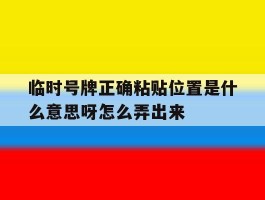 包含临时号牌正确粘贴位置是什么意思呀怎么弄出来的词条
