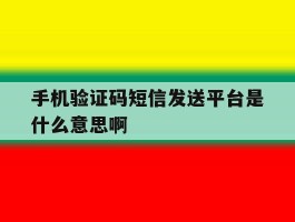 手机验证码短信发送平台是什么意思啊