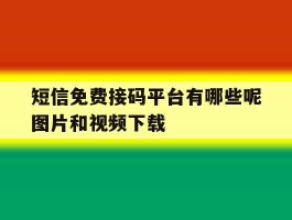 短信免费接码平台有哪些呢图片和视频下载