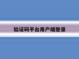 验证码平台用户端登录