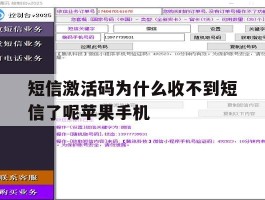 关于短信激活码为什么收不到短信了呢苹果手机的信息
