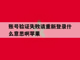账号验证失败请重新登录什么意思啊苹果