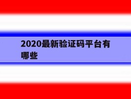 2020最新验证码平台有哪些