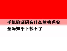 手机验证码有什么危害吗安全吗知乎下载不了
