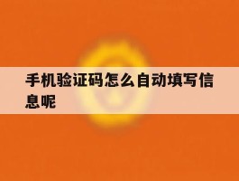 手机验证码怎么自动填写信息呢