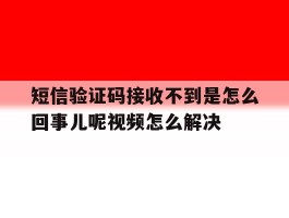关于短信验证码接收不到是怎么回事儿呢视频怎么解决的信息