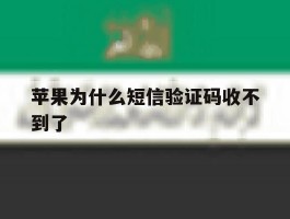 苹果为什么短信验证码收不到了