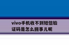 vivo手机收不到短信验证码是怎么回事儿呢
