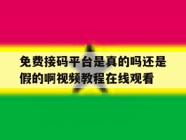 免费接码平台是真的吗还是假的啊视频教程在线观看的简单介绍