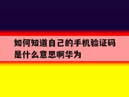 如何知道自己的手机验证码是什么意思啊华为的简单介绍