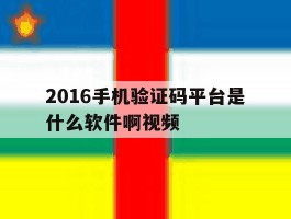 2016手机验证码平台是什么软件啊视频