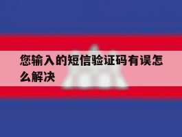 您输入的短信验证码有误怎么解决