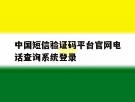 中国短信验证码平台官网电话查询系统登录