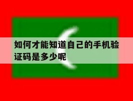 如何才能知道自己的手机验证码是多少呢