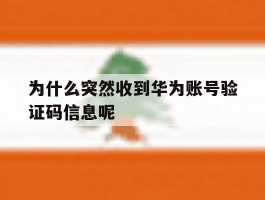 为什么突然收到华为账号验证码信息呢