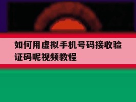 如何用虚拟手机号码接收验证码呢视频教程