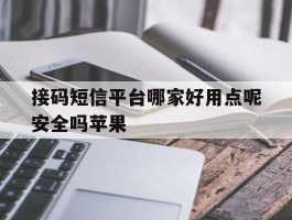 接码短信平台哪家好用点呢安全吗苹果