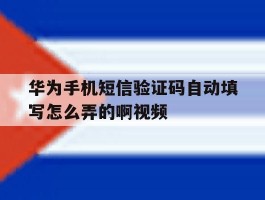 华为手机短信验证码自动填写怎么弄的啊视频