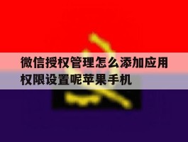 微信授权管理怎么添加应用权限设置呢苹果手机的简单介绍