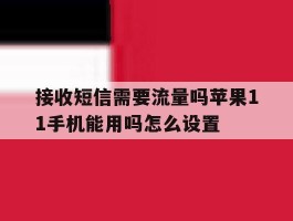 接收短信需要流量吗苹果11手机能用吗怎么设置的简单介绍