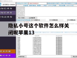 隐私小号这个软件怎么样关闭呢苹果13的简单介绍