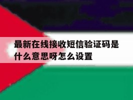 最新在线接收短信验证码是什么意思呀怎么设置