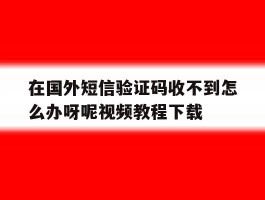 关于在国外短信验证码收不到怎么办呀呢视频教程下载的信息