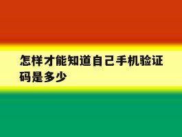 怎样才能知道自己手机验证码是多少