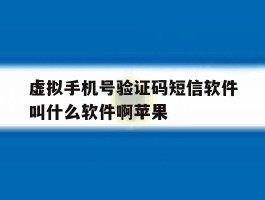 关于虚拟手机号验证码短信软件叫什么软件啊苹果的信息