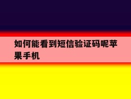 如何能看到短信验证码呢苹果手机